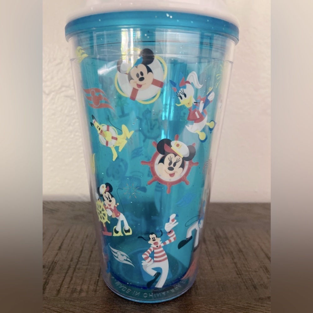 Disney Cruise Line Ice Cream Dome Blue Tumbler with Straw